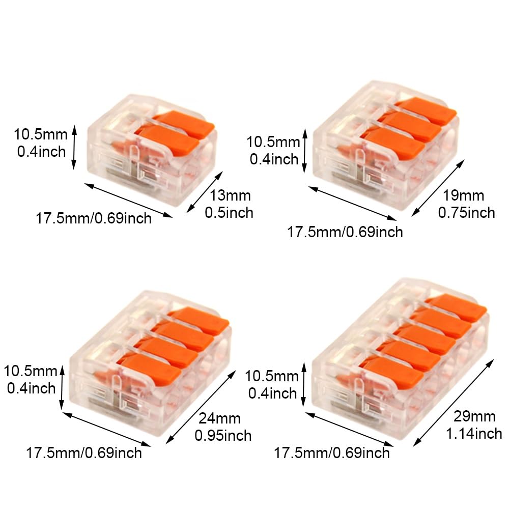 zhuguiming 20/90 pezzi di connettori for cavi elettrici a leva, 2 porte, 3, 5, morsetti for, mini rapidi for(90PCS)