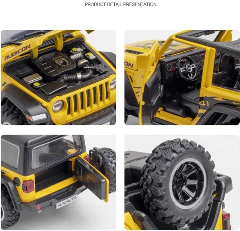Image of Pull Back Vehicles | Friction Power Toy with Lights Music| Trucks for 3+ Years Old Kids Boys Girls | Multicolor (Wrangler Rubicon)
