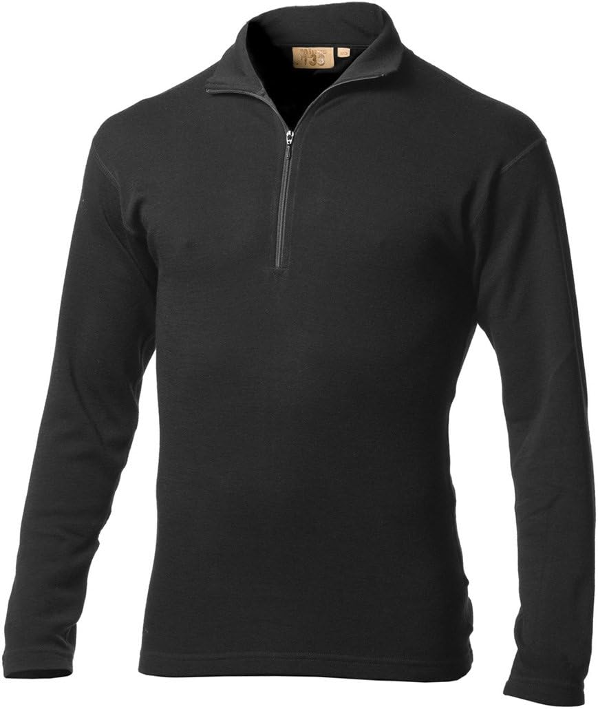 Minus 33 Longsleeve Baselayer/Pullover"Isolation" with Zipper, 100% Merino Wool - black