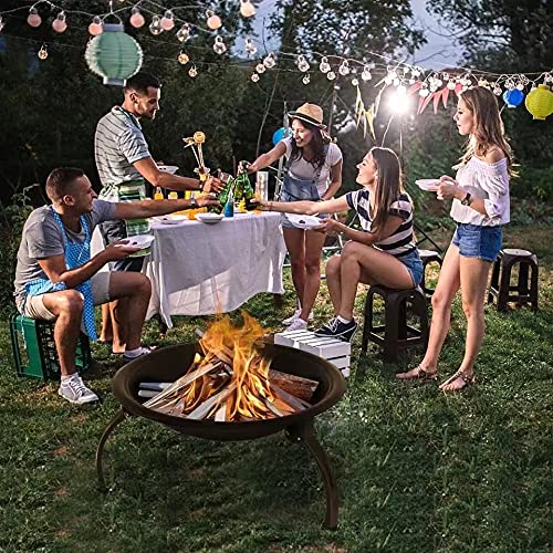Brasero Exterieur 21Inch Chauffage de Gril En Bois Forme Ronde de Brasero En Fer À Repasser Terrasse de Jardin Fire Bol Cheminée Adapté Au PARC de Plage de Terrasse de Jardin