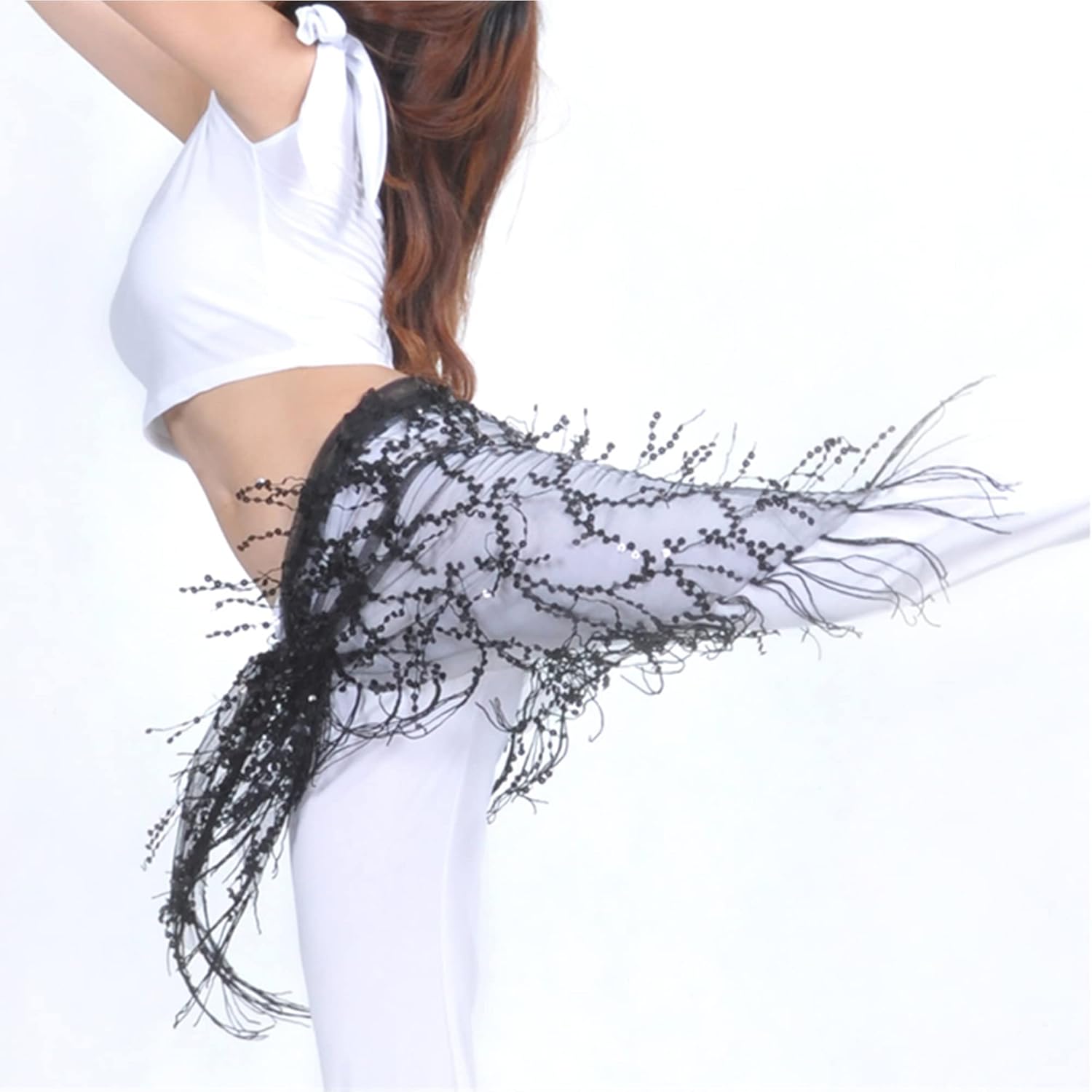 Wuchieal Women's Belly Dancing Belt Colorful Waist Chain Belly Dance Hip Scarf Belt - Image 4