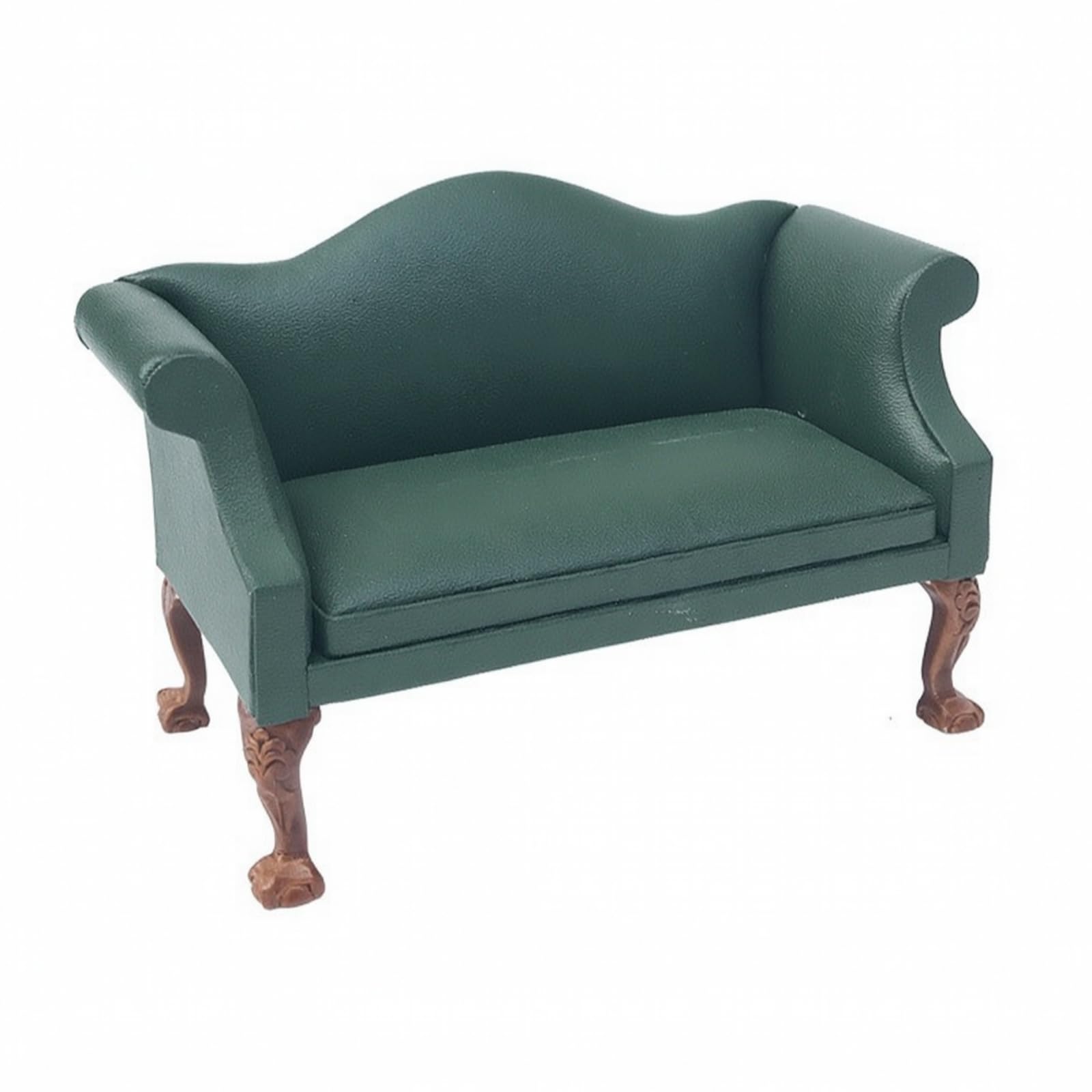 Divanetto in Miniatura 1:12 Elegante, Verde In Pelle, Divano Doppio