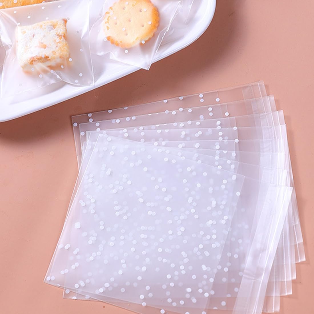 100 Sacchetti In Cellophane Autoadesivi 10x10 Cm - Per Dolci, Biscotti