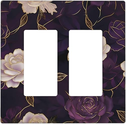 Miniatura 123 de Placa de pared de doble palanca de 2 cuadrillas con diamantes brillantes con diamantes, bonito ojo fucsia, placa frontal decorativa para dormitorio