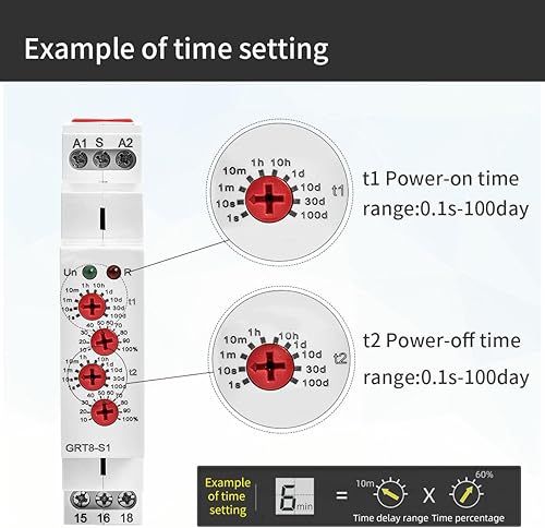 Miniatura 4 de Temporizador de ciclo asimétrico 1SPDT Relé AC230V 16A Relé electrónico de repetición (GRT8-S1, AC230V)