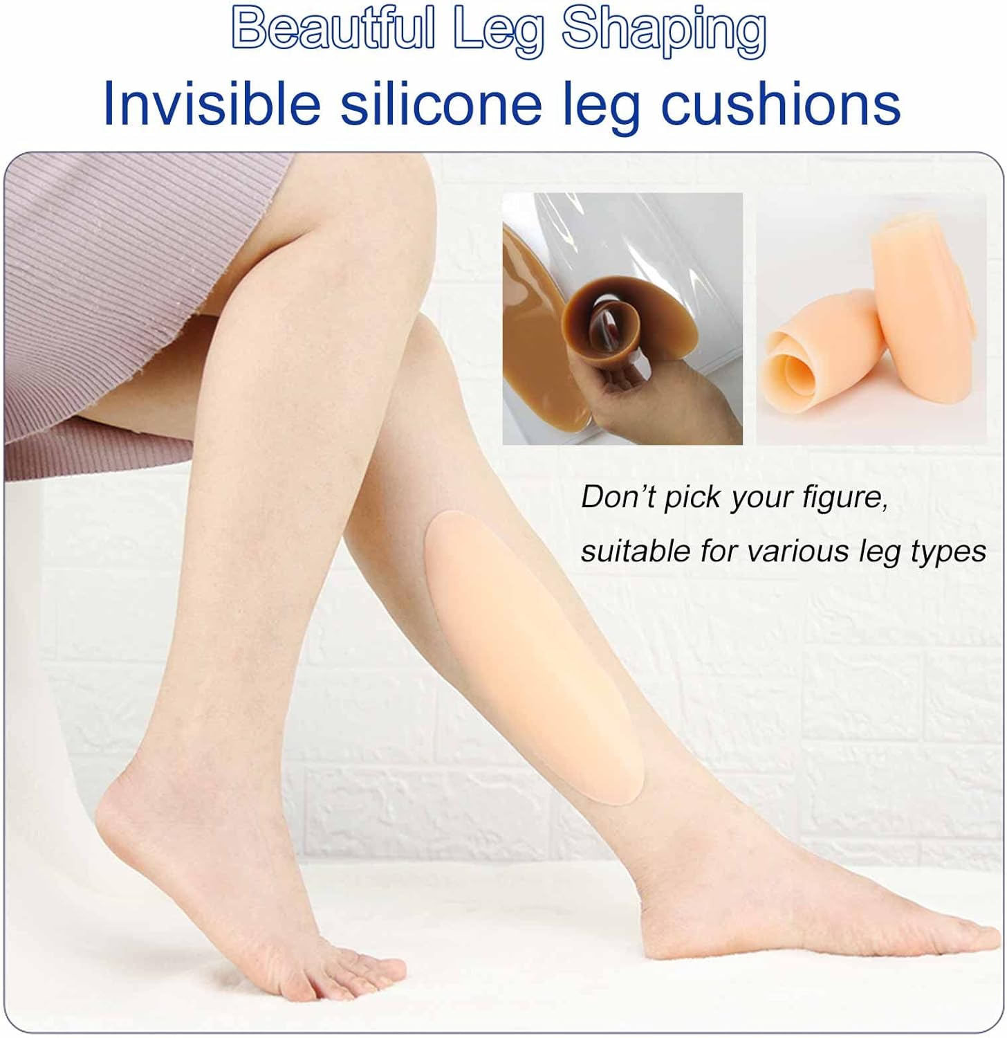 1Pair Calf Pads Silicone Self Adhesive Women Leg Corrector Leg Onlays Brace Leg Sleeve for Crooked Thin Skinny Legs (Black 120g)-Black-120g