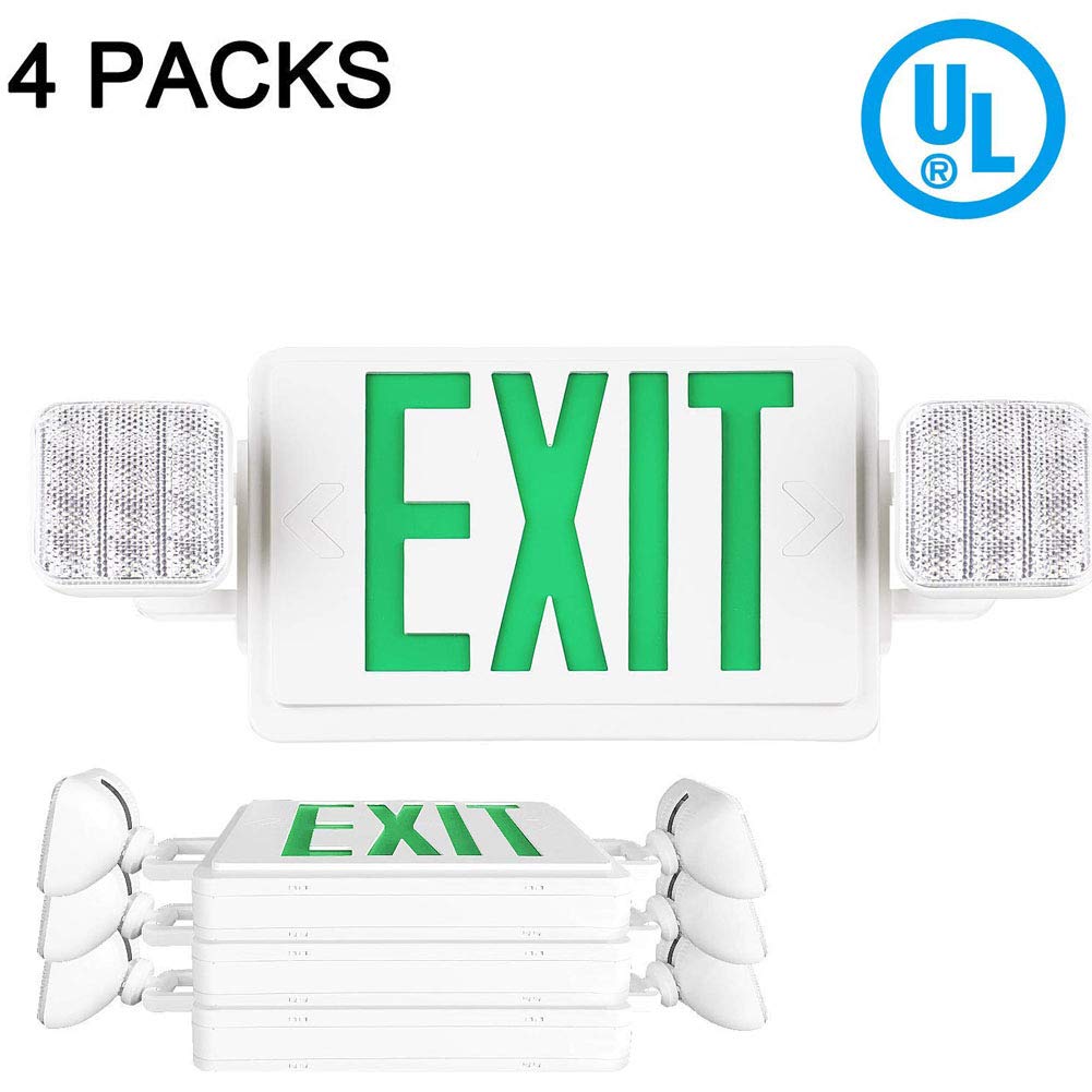 Buy MKVERAYY Exit Sign with Emergency Light, Green Emergency Exit