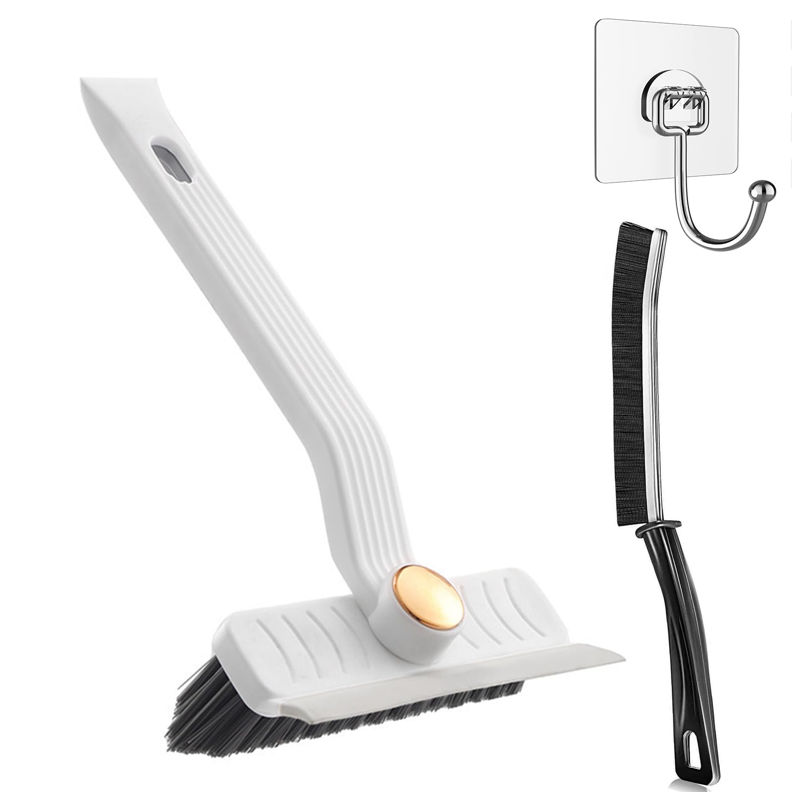 Hard Bristle Rotating Crevice Cleaning Brush Small Cleaning Brushes Set for Grout Toilet Scrub Shower Tile Skinny Gap Cleaning Tools for Household Use, Bathroom, Kitchen Tight Spaces