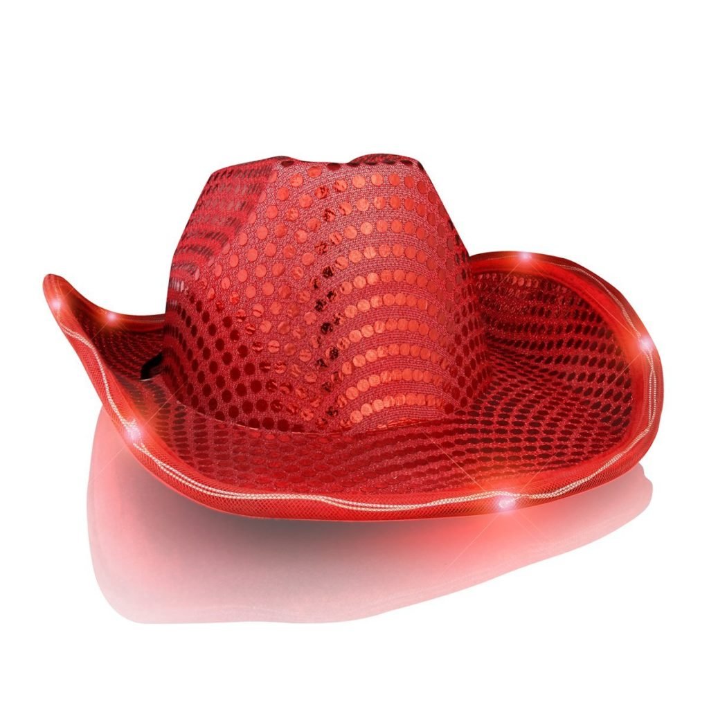 BlinkeeLed Flashing Cowboy Hat With Red Sequins