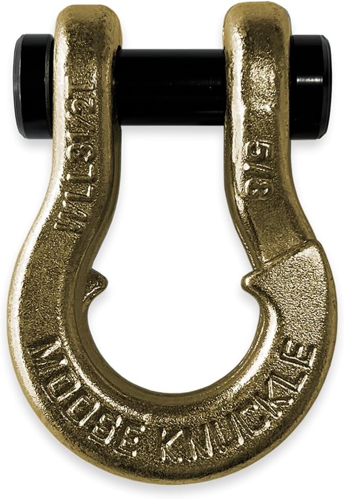 Jowl Split Shackle 5/8 and Mohawk 2.0 x 5/8 Receiver Combo 7,000 lbs WLL Heavy Duty Off Road UTV Accessories Vehicle Recovery Gear Shackle Hitch Receiver - Black Lung/Brass Balls