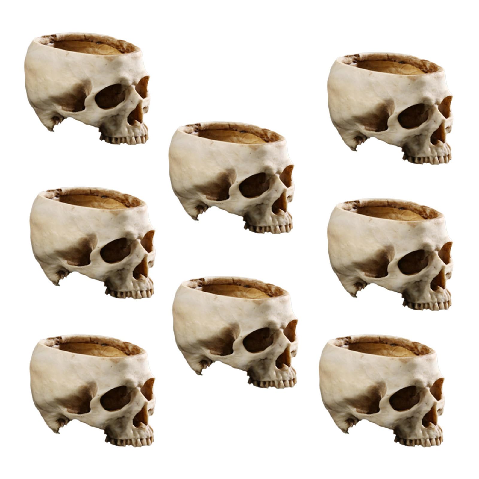 Qivange Resin Skull Head Plant Flower Pot Halloween Skull Props, 8pcs