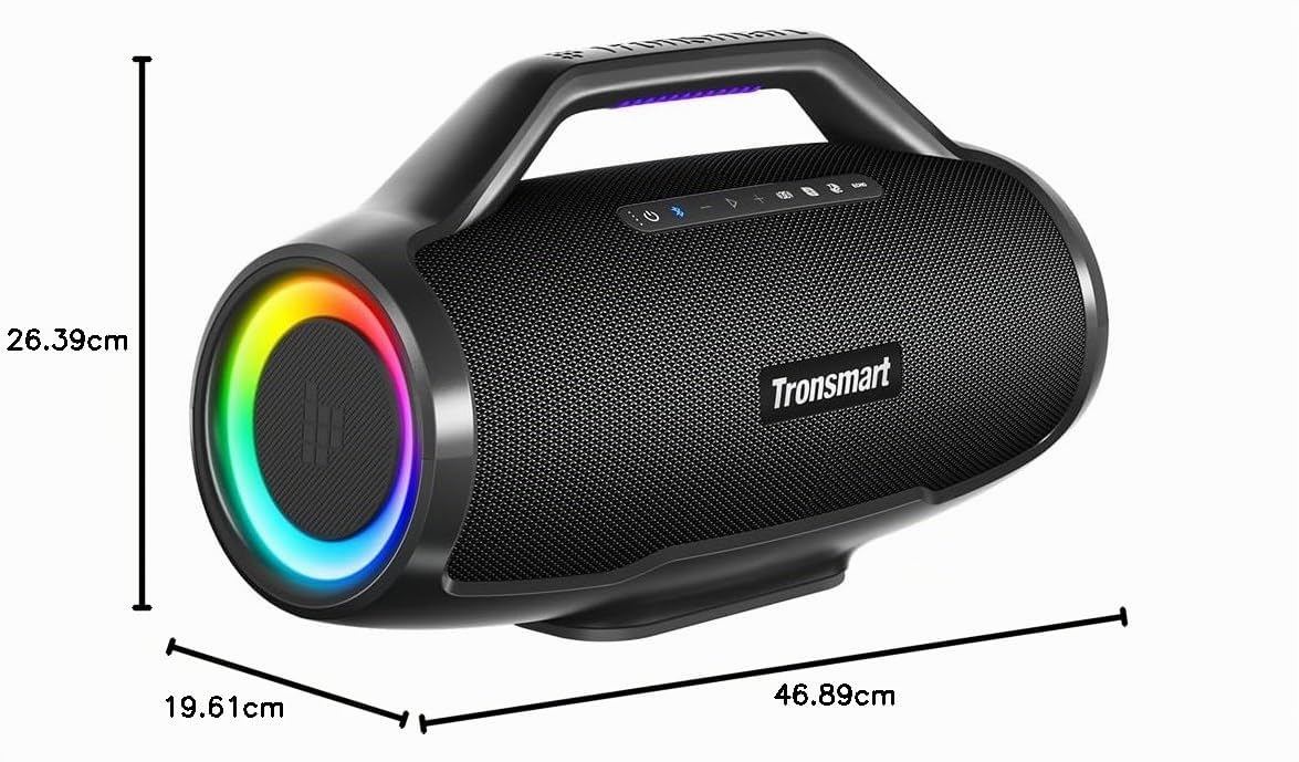 Tronsmart Bang MAX Cassa Bluetooth Potente 130W, Altoparlante Bluetooth 5.3, Luci a LED e Impermeabile IPX6, Fino a 24H di Autonomia, Tripli Radiatori Passivi-Bassi con AUX, TF, App, Foro per Chitarra