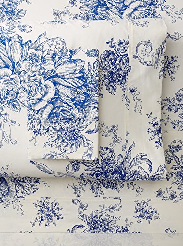Melange Home 189755 Sheet Set, King, Navy Toile
