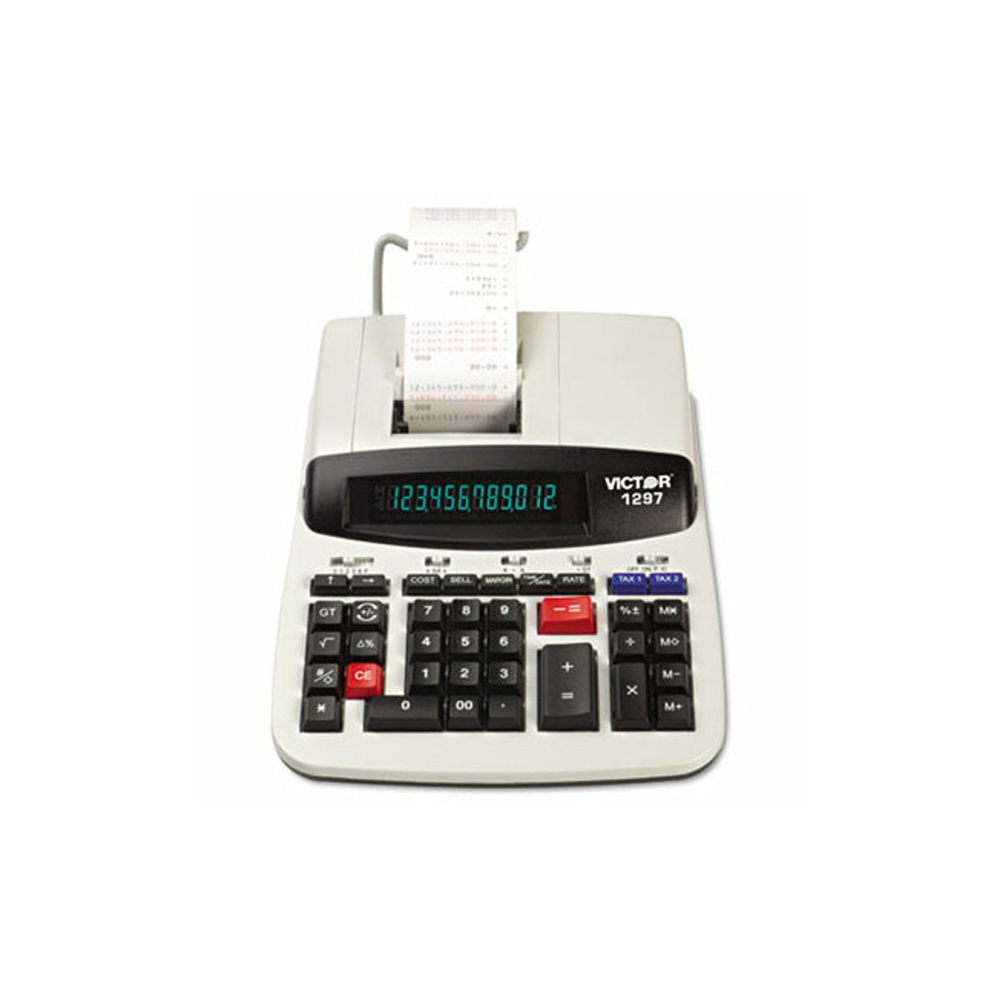 Victor 1297 12 Digit Commercial Printing Calculator White 3" x 8" x 11"