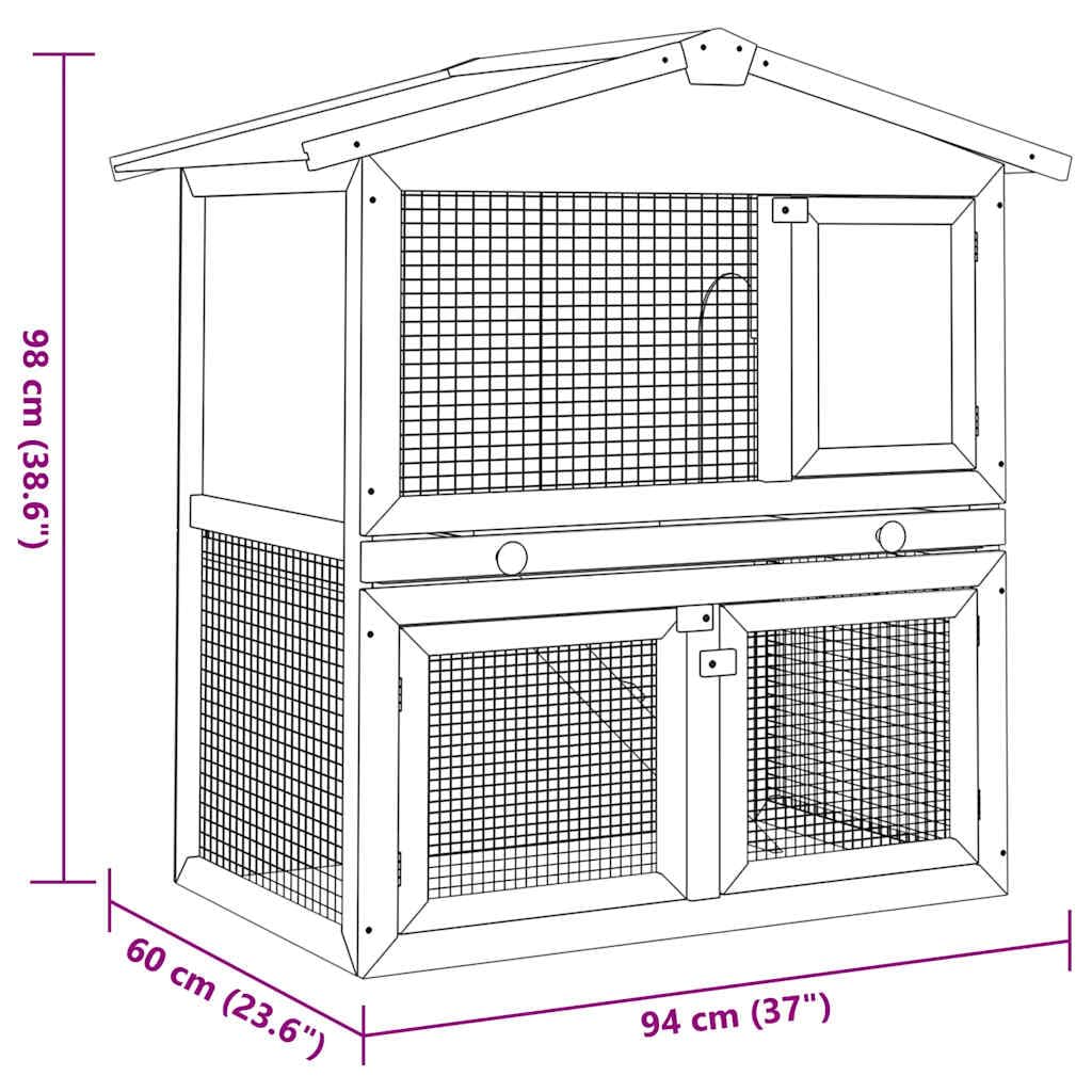 Conejera de madera marrón con 3 puertas, 2 niveles y rampa, jaula para animales pequeños con rejilla de alambre, techo impermeable, cajón para exterior, jardín, balcón, apartamento y refugio
