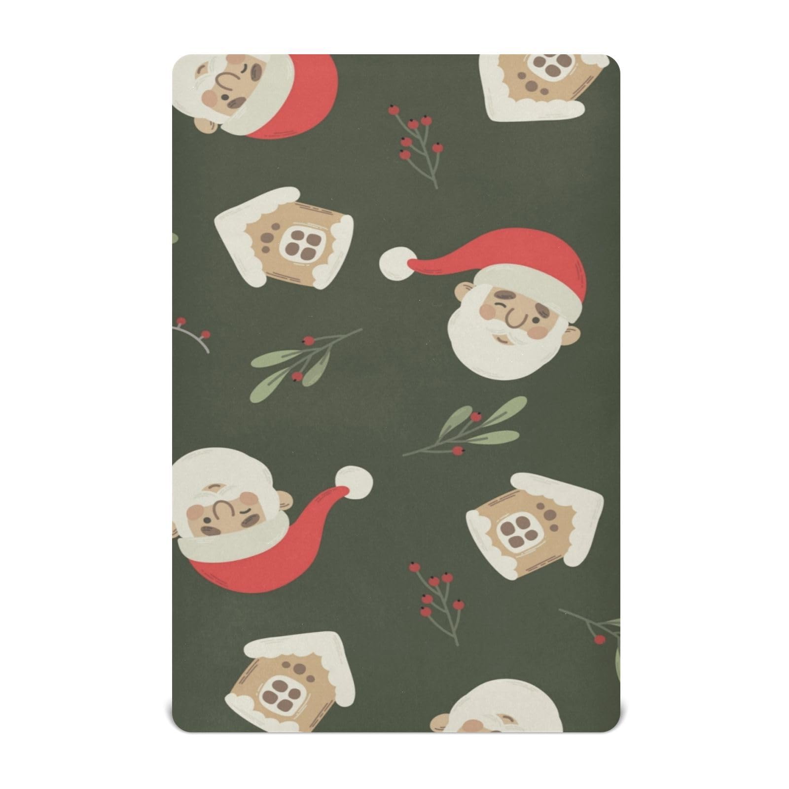 Moudou Christmas Santa Claus Playard Sheet for Boy Girls, Soft Breathable Fitted Toddler Sheet for Standard Playard Bed Mattress, 39 x 27 x 5 Inch