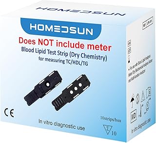 10 Pack 4 in 1 Total Cholesterol HDL LDL and Triglyceride Test Strips with Lancets Droppers Exclusively Compatible with The HSLPM-102 Cholesterol Test Meter (Analyzer is Not Included)