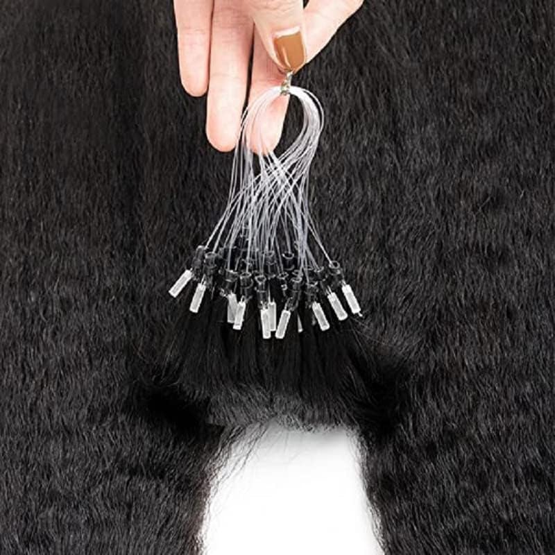 Microlink Micro Loop Human Hair Extension Kinky Straight Brazilian Remy Micro Beads Ring Stick I Tip Hair Coarse Italian Yaki 100g 100strands (16inch 100strands, #4(Dark Brown))