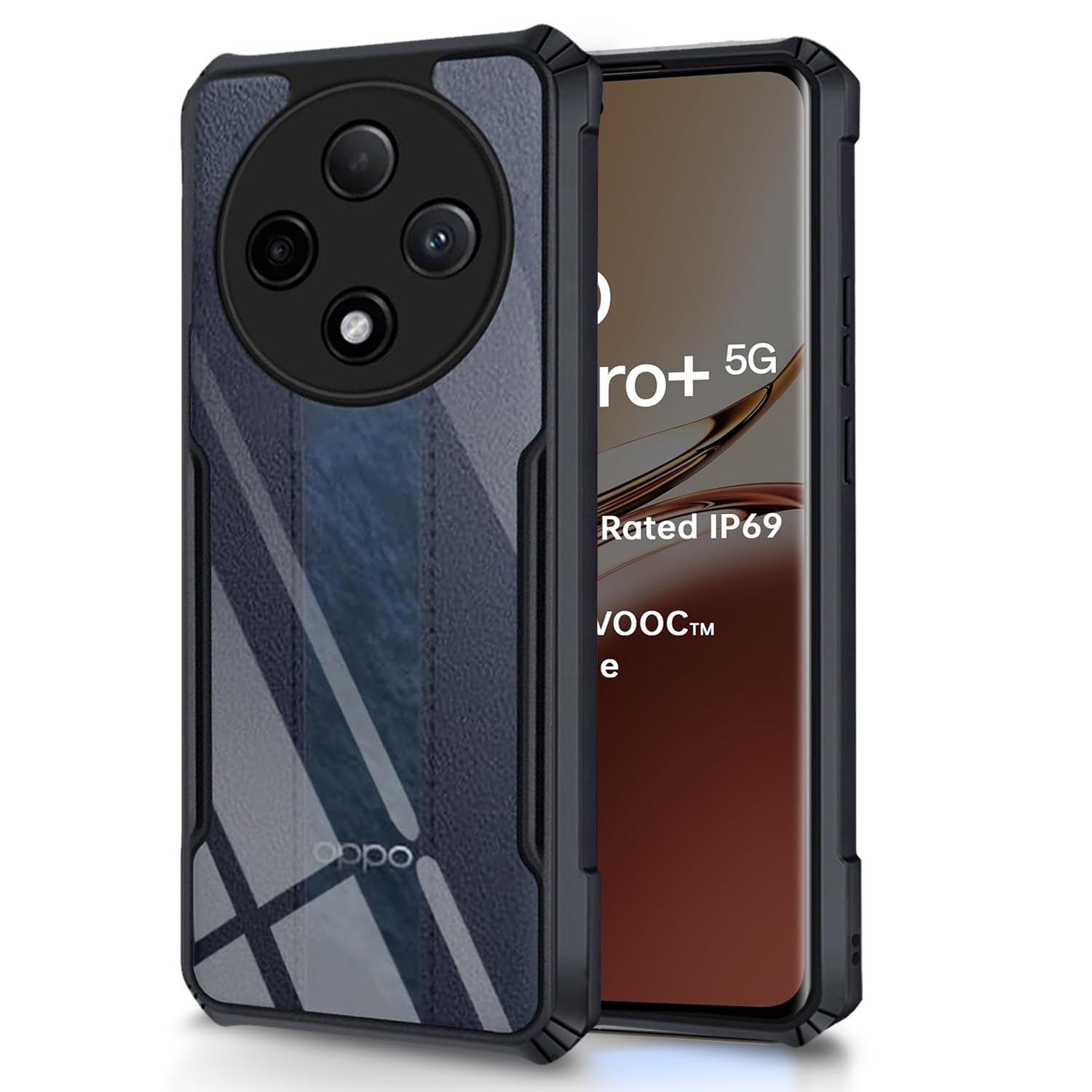 SHINESTAR Oppo F27 Pro Plus 5G Back Cover Case | Ultra Thin 360 Degree Protection Crystal Clear Tranparent Bumper Back Cover Case for Oppo F27 Pro Plus 5G - Black (B0D7Q4WFBD) Amazon Price History, Amazon Price Tracker