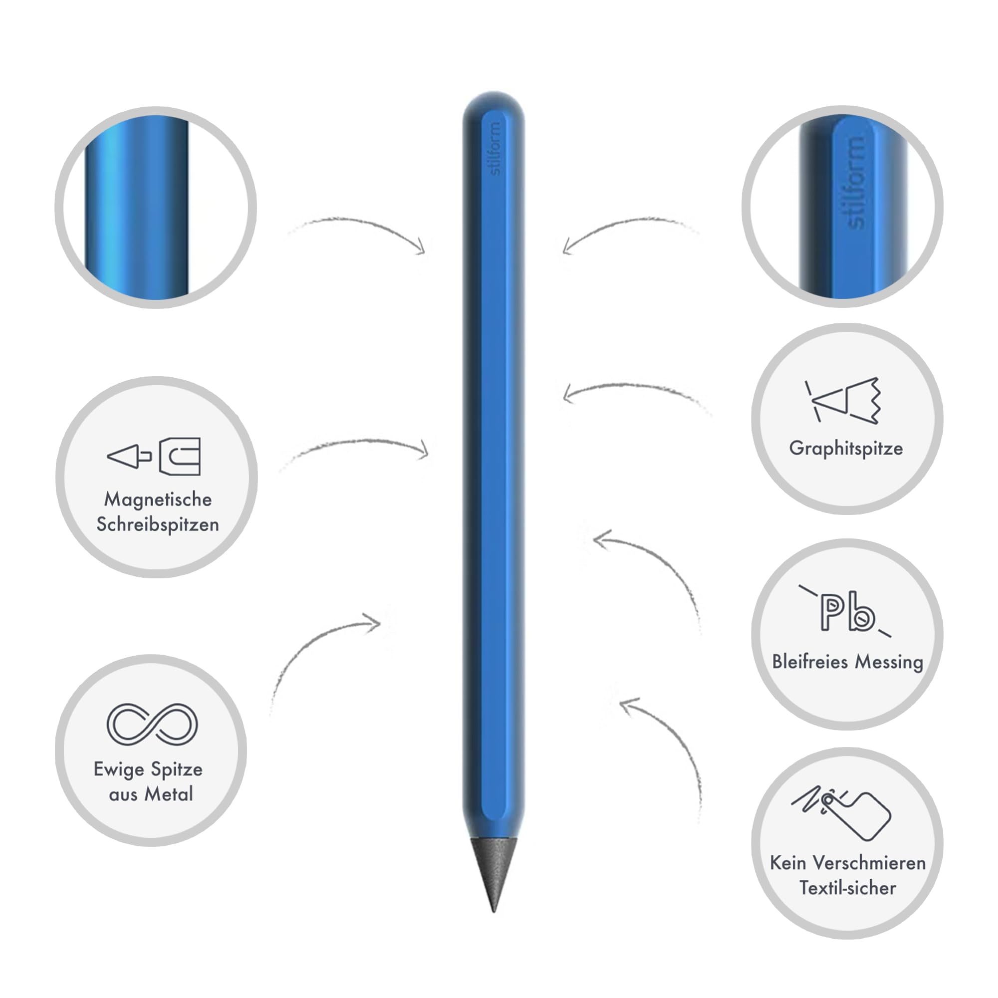 200354 AEON Pure Pencil aus Aluminium - Bleistift mit magnetischer Graphit-Spitze HB zum Wechseln - Night Sky