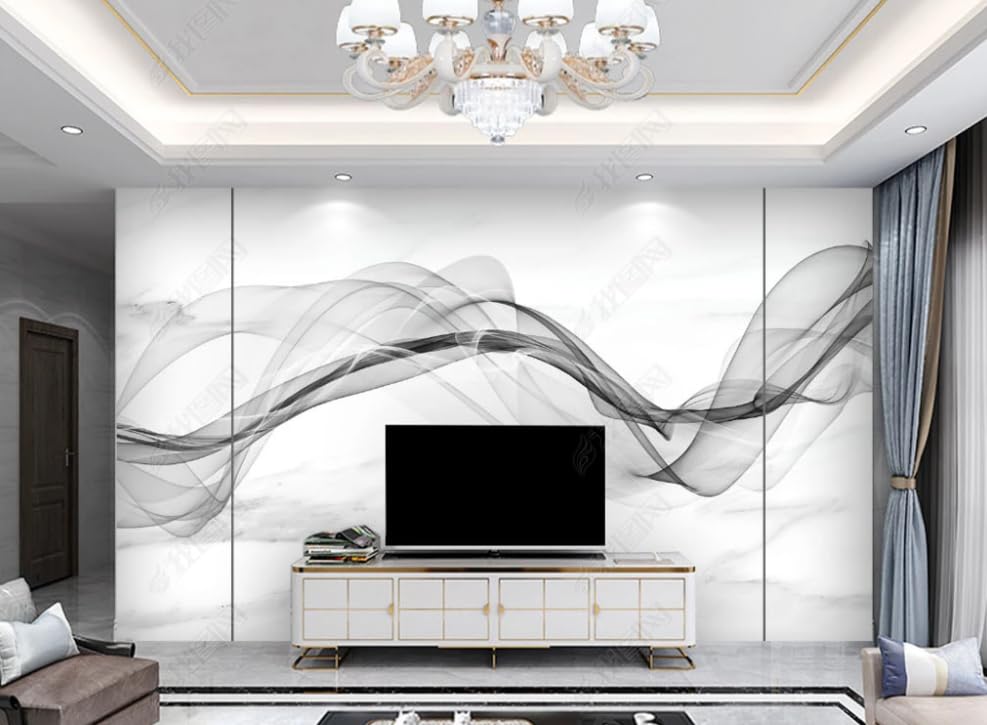 Papier peint intissé lignes de fumée pour cacher imperfections grand mur salon