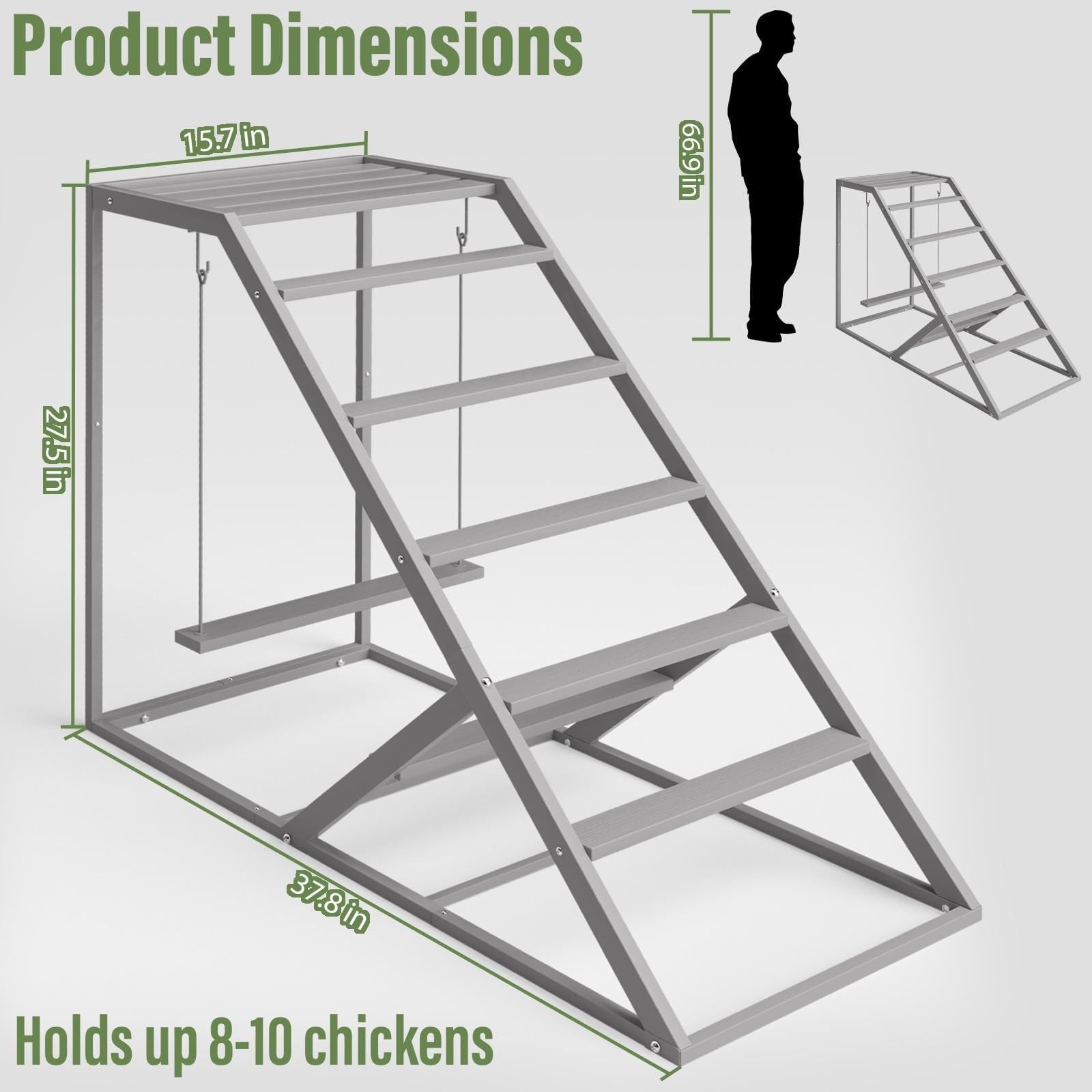Perchoir à poulet, barre de perchoir en bois à suspendre pour poulailler, perchoir d'escalade pour poules et poussins, équipement de perchoir durable pour volaille de jardin