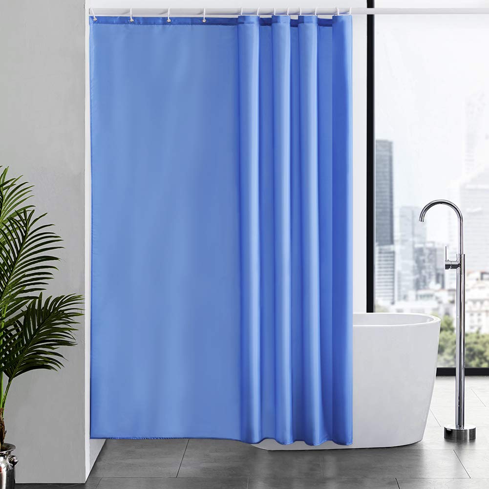 Furlinic Shower Curtain Mould Proof Resistant Wetroom Bathroom Polyester Fabric White 7ft Shower Curtains Liner Waterproof Rustproof Washable Weighted with 12 Hooks Extra Long 180x210cm 72x84. — view 203