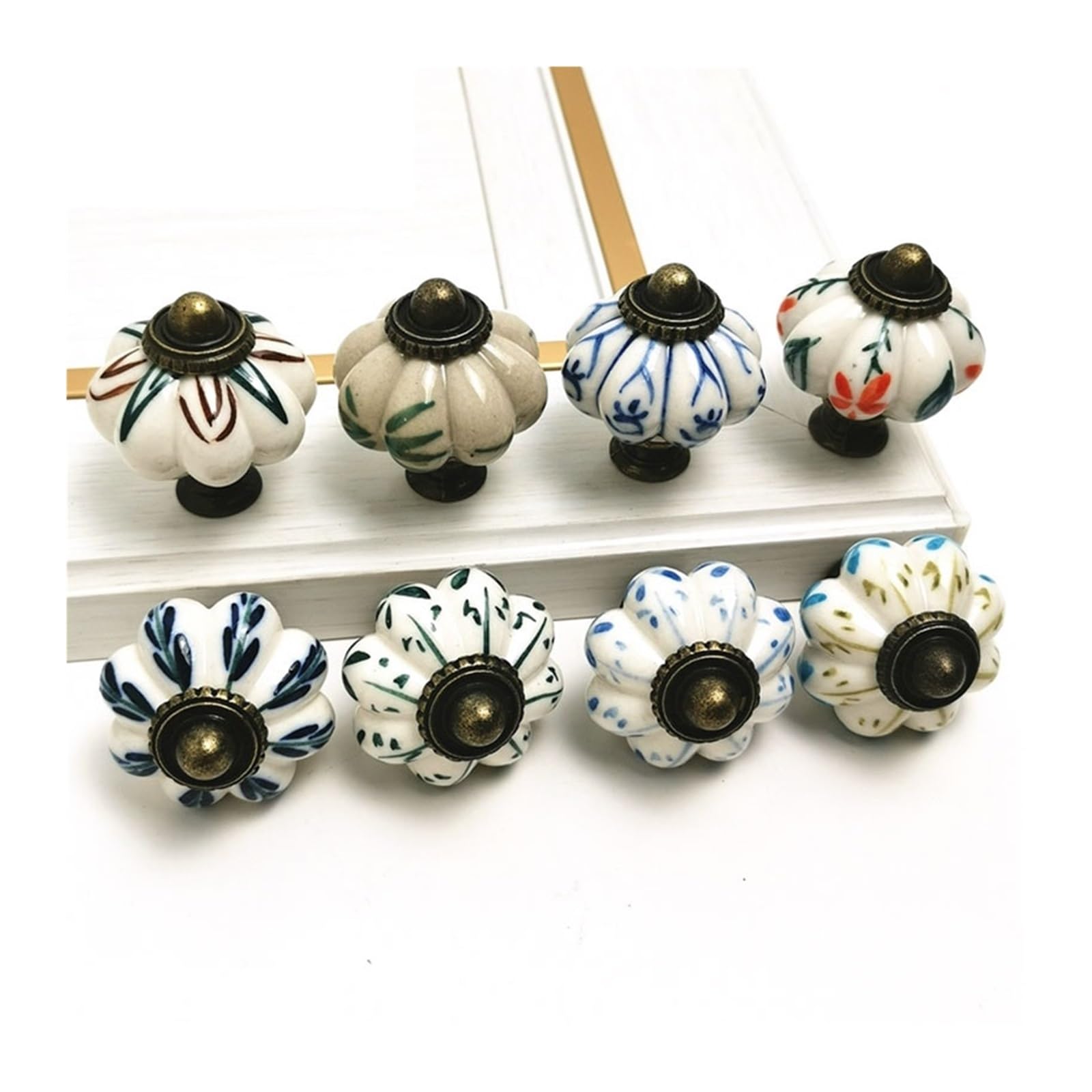 Maniglie per mobili da cucina Maniglie for ante di mobili e armadietti in ceramica a forma zucca, 10 pezzi(Color3)