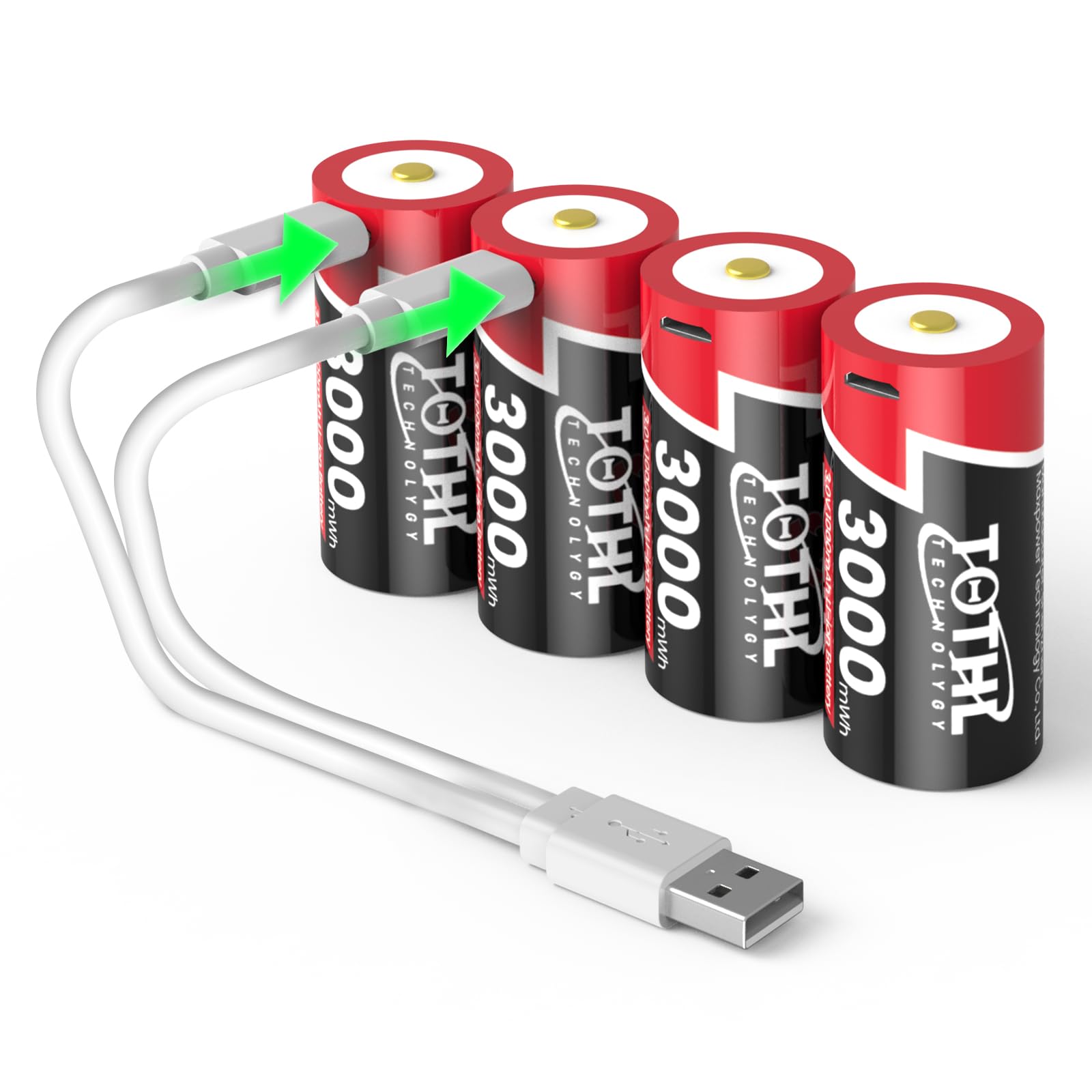 4Packs USB 3V Lithium Battery CR123 123A CR17345 High Power Lithium Batteries with Built-in PTC for Flashlight Cameras Toys Alarm System Microphones