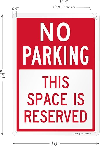 Miniatura 7 de SmartSign Kit de letrero "No Parking - This Space Is Reserved", 18 x 12 pulgadas, letrero de aluminio de grado ingeniero 3M con poste y base de