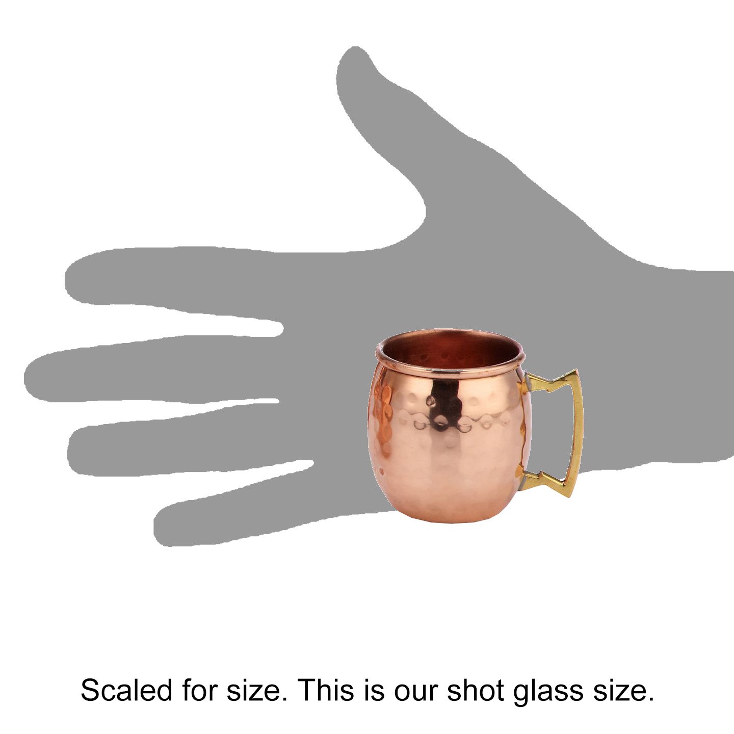 Modern Home Authentic 100% Solid Copper Hammered Moscow Mule Mug Shot Glass - Set of 2