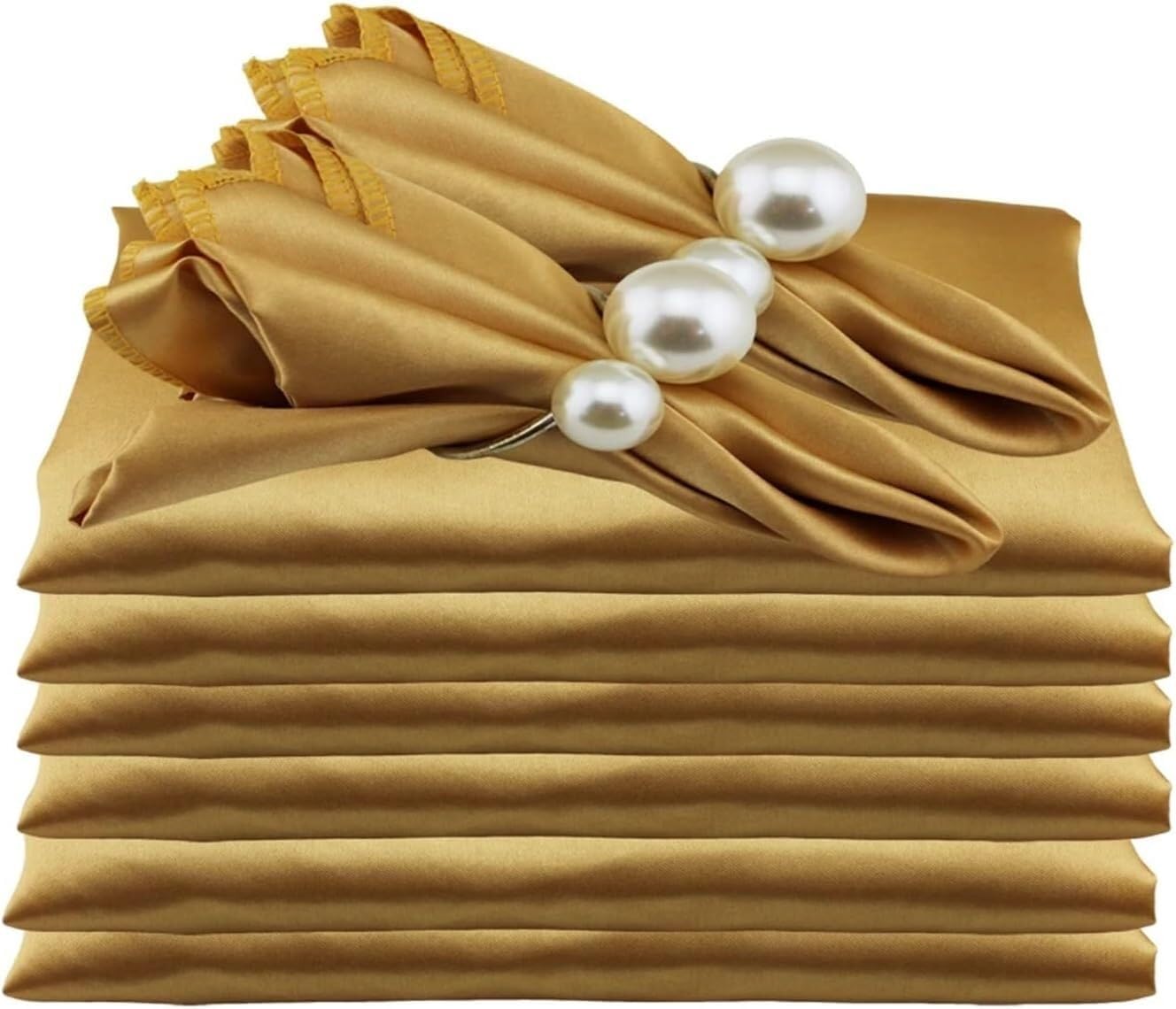 Niusabou Gold Cloth Dinner Table Napkins, Satin Dinner Napkins 24Pcs Multicolor For Banquet Party Restaurant