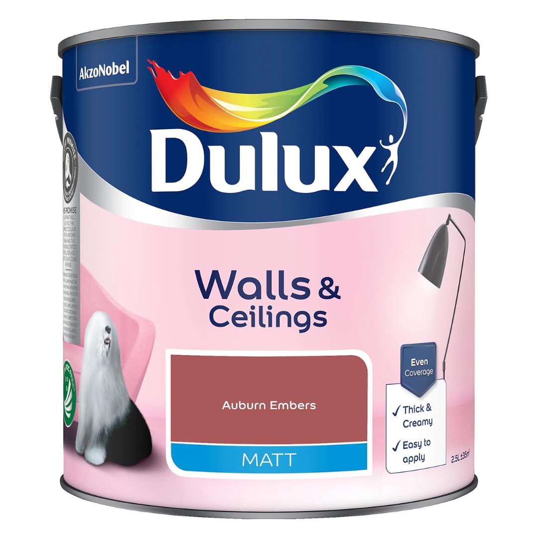 Auburn Embers Walls & Ceilings Matt Emulsion Paint 2.5L – Smooth Creamy Finish, Quick Dry, Low VOC, Easy Application for Interior Walls & Ceilings