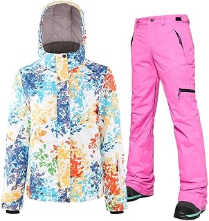 A Prueba de Viento Caliente Impermeable Adulto Doble Junta de Chapa de esquí Traje Chaqueta y Pantalones de esquí Juego de Las Mujeres (Color : Red, Size : S)