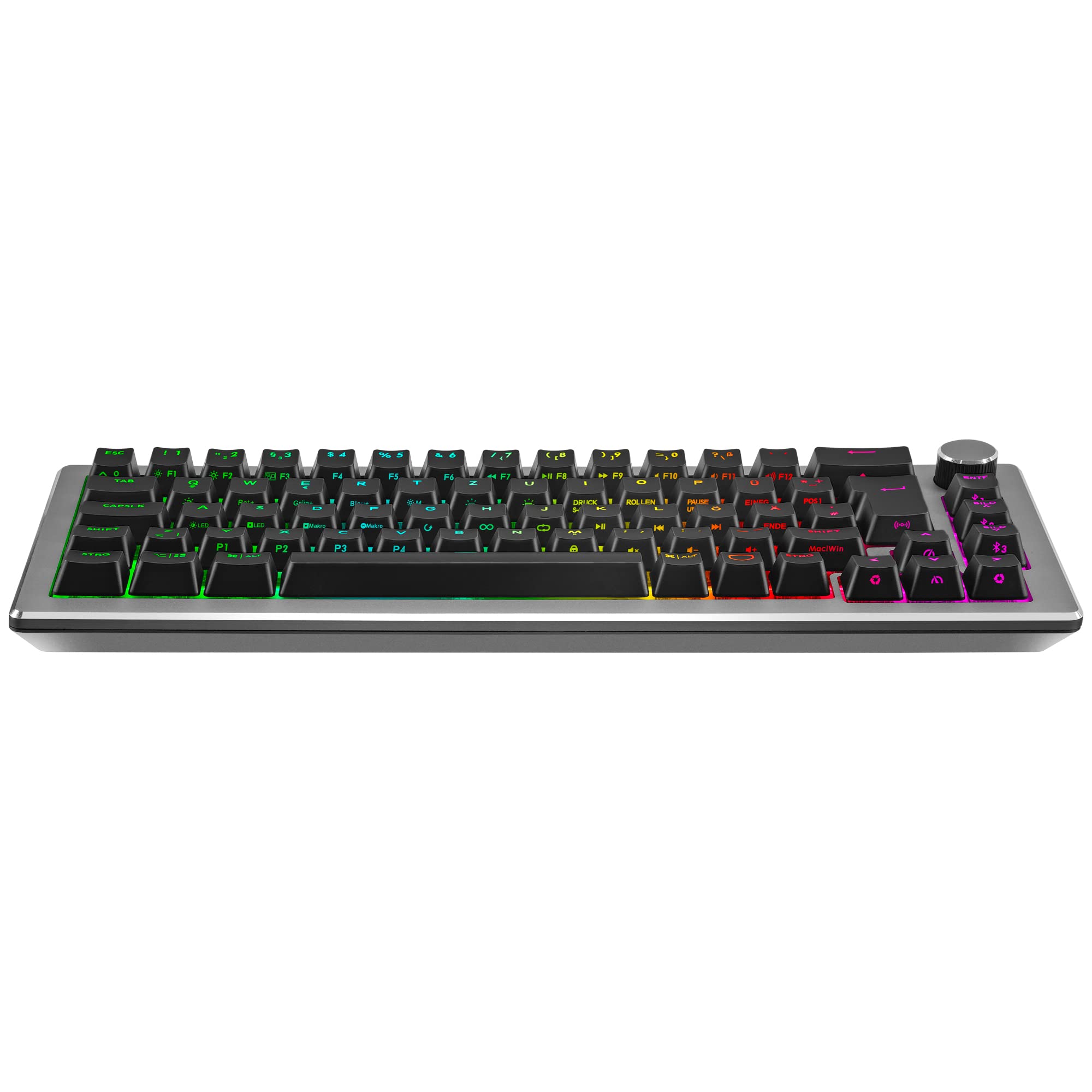 Cooler Master CK721 Mechanische Tastatur - Keyboard mit 65% Layout, TTC-Schalter, RGB-Beleuchtung pro Taste, Hybrid-Wireless-Technologie, Präzisionsrad - Space Grau, DE - QWERTZ