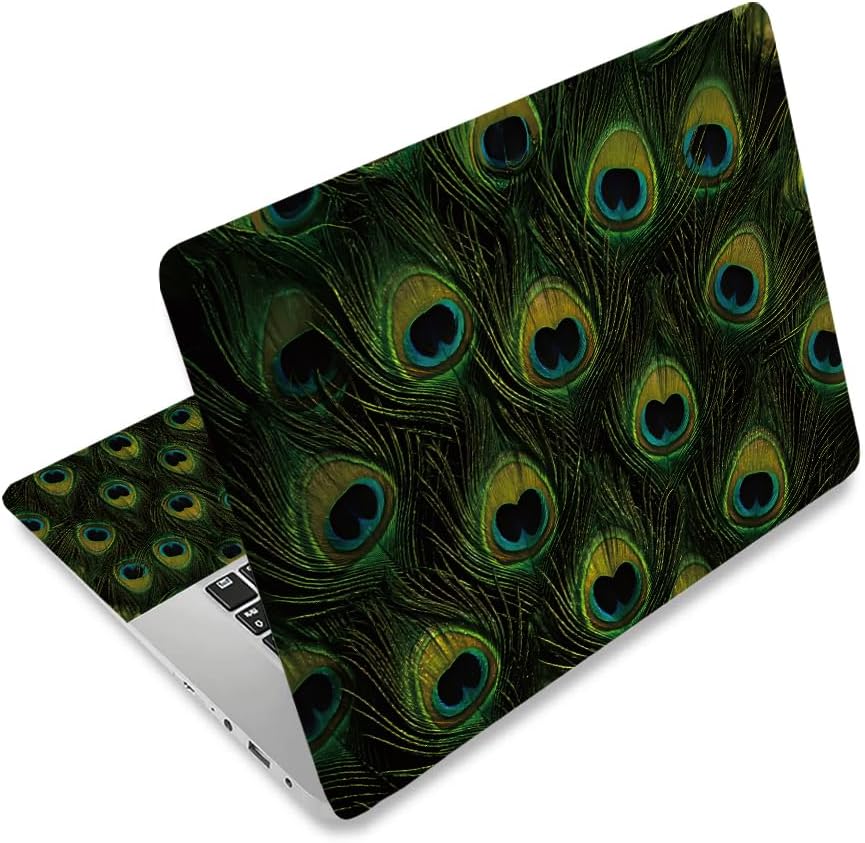 3Pcs Peacock Feather Laptop Skin Sticker Universal Removable Vinyl Stickers Fits for 12.1 13 14 15.6 16 Inch Waterproof Notebook Decal Cover Gift