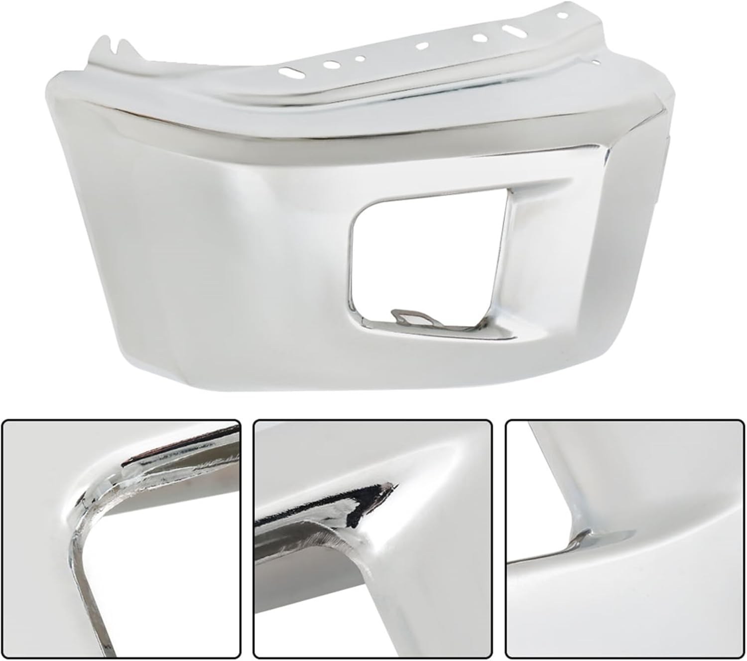 WFLNHB Chrome Steel Front Passenger Side Bumper End Cap without Park Assist Hole Replacement for Tundra 2014-2021 521120C040 TO1005184
