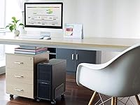 Vista 4 de Monoprice Soporte móvil de torre de PC de acero para computadora - Construcción de acero, recubrimiento en polvo negro - Colección Workstream, acero