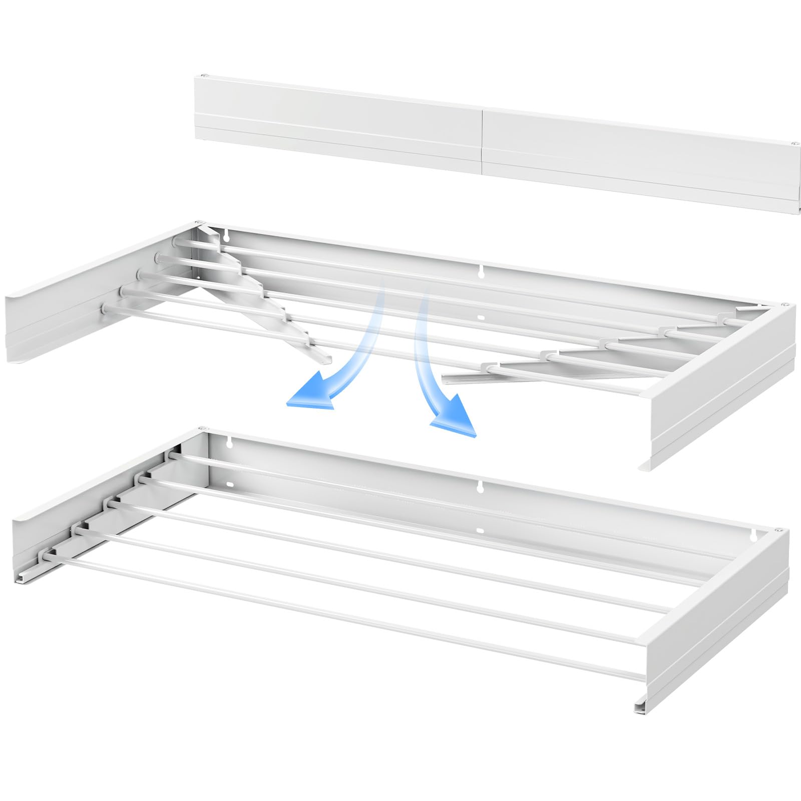 SYKIARIOL Wäscheständer Wandmontage, faltbar für drinnen oder draußen, Wäscheständer Wand, Wandwäschetrockner Ausziehbar für Innen oder Außen,Balkon, Weiß