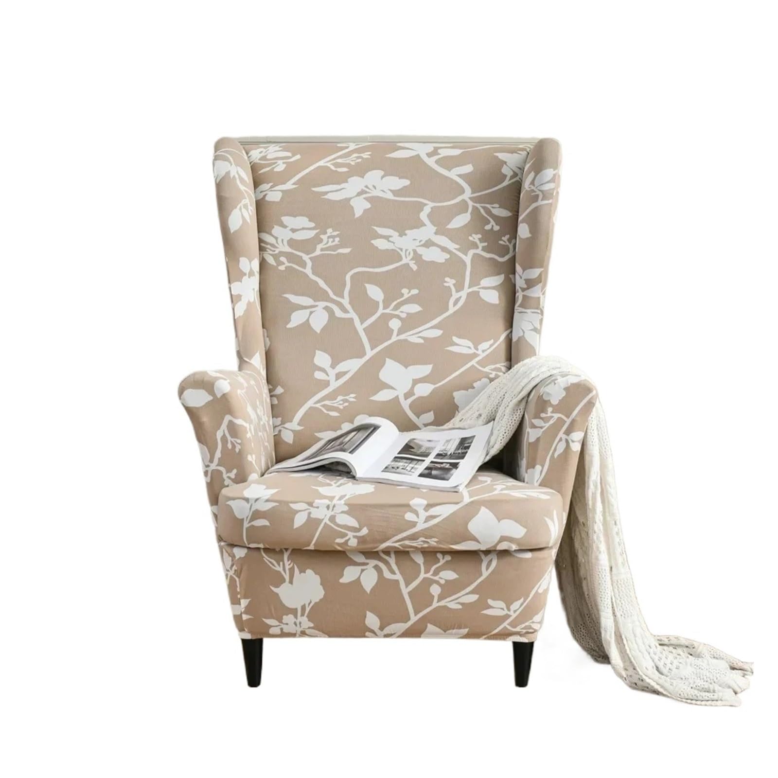 GCYEIDMA Wing Chair Slipcover Flower Wing Chair Cover Stretch Armchair Covers Removable Relax Sofa Slipcovers(Style-15)