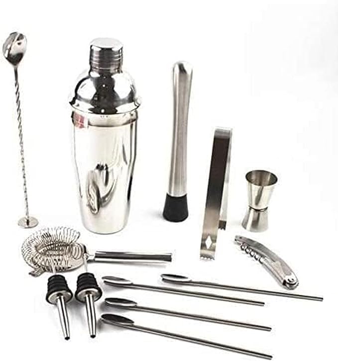 Set de Coctelera Profesional de Acero Inoxidable con Soporte de Bambú, 14 Piezas miniatura 3