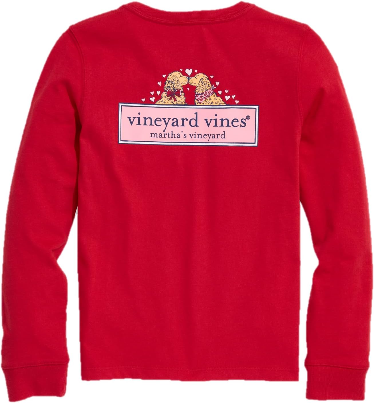 Vineyard Vines Girls' Girls' Pups in Love Logo Box Long-Sleeve Pocket Tee