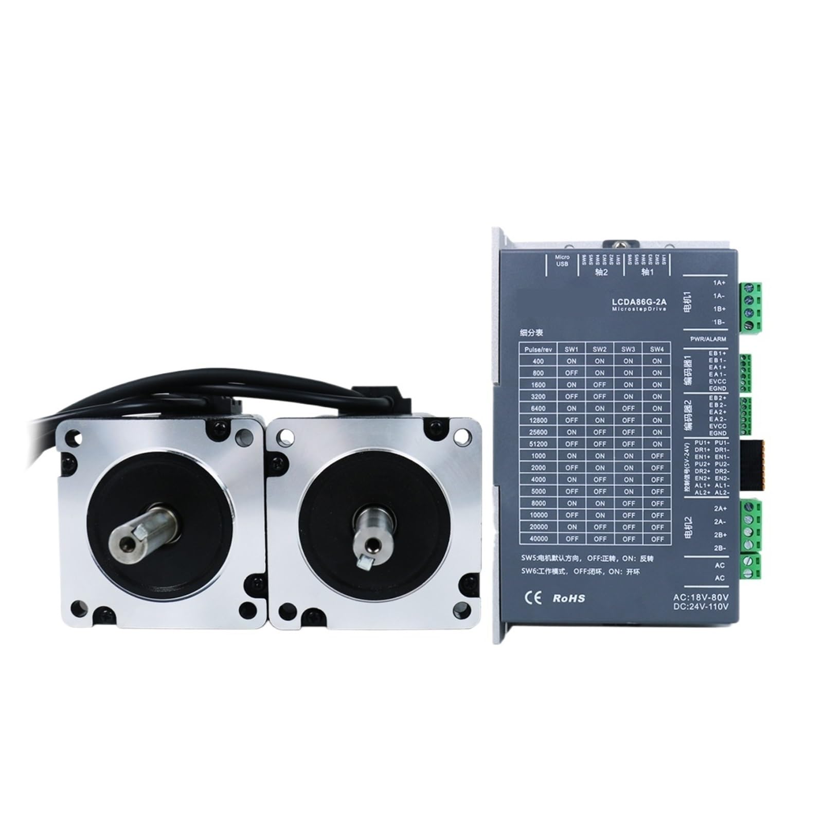 EKFBQBGW DC30V~110V/AC24V~80V 6/7.5A 1000PPR 3/3.5/4.5/6.5/8/10/12N.m 2Phase Nema34 Stepper electronic starter 2-Axis Closed Loop Stepper electronic starter Driver(Nema34 3.0Nm 14mm)