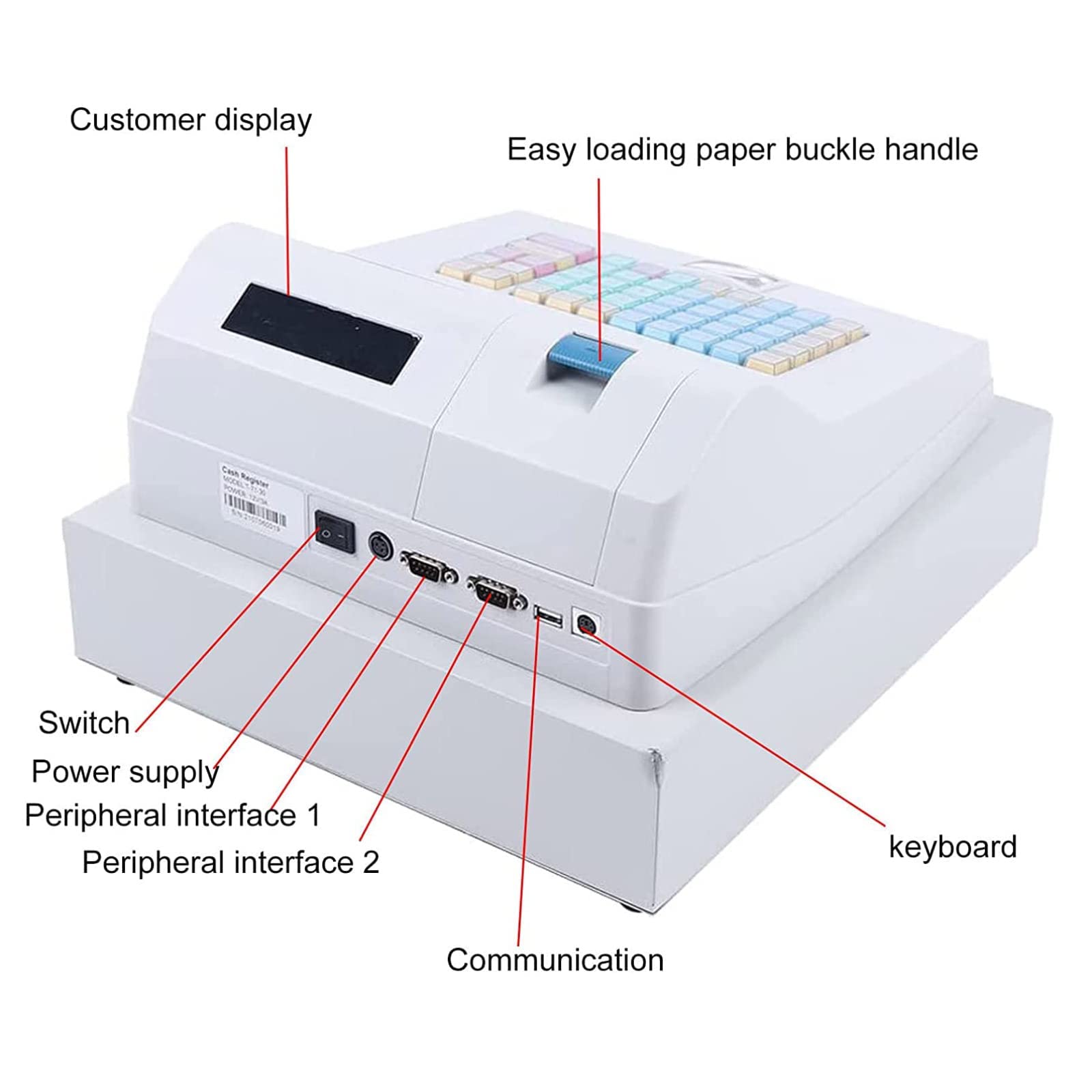 Amazon.co.jp: 電子キャッシュ レジスター、レシート プリンター内蔵の 