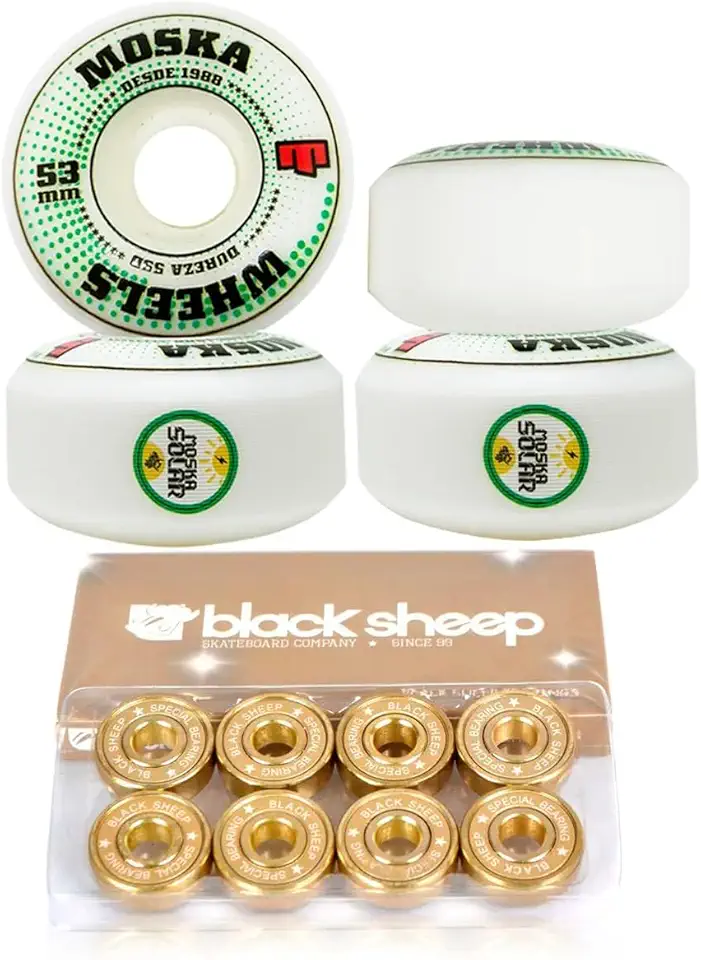 Roda Moska Skate 53mm Branca + Rolamento Black Sheep Gringo