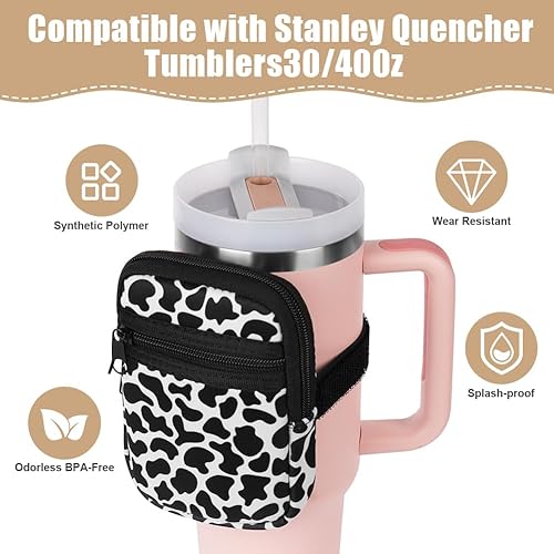 Miniatura 5 de AUAUY Funda aislante de neopreno compatible con vaso Stanley Quencher Adventure de 40 onzas con asa, funda reutilizable para copa Stanley,