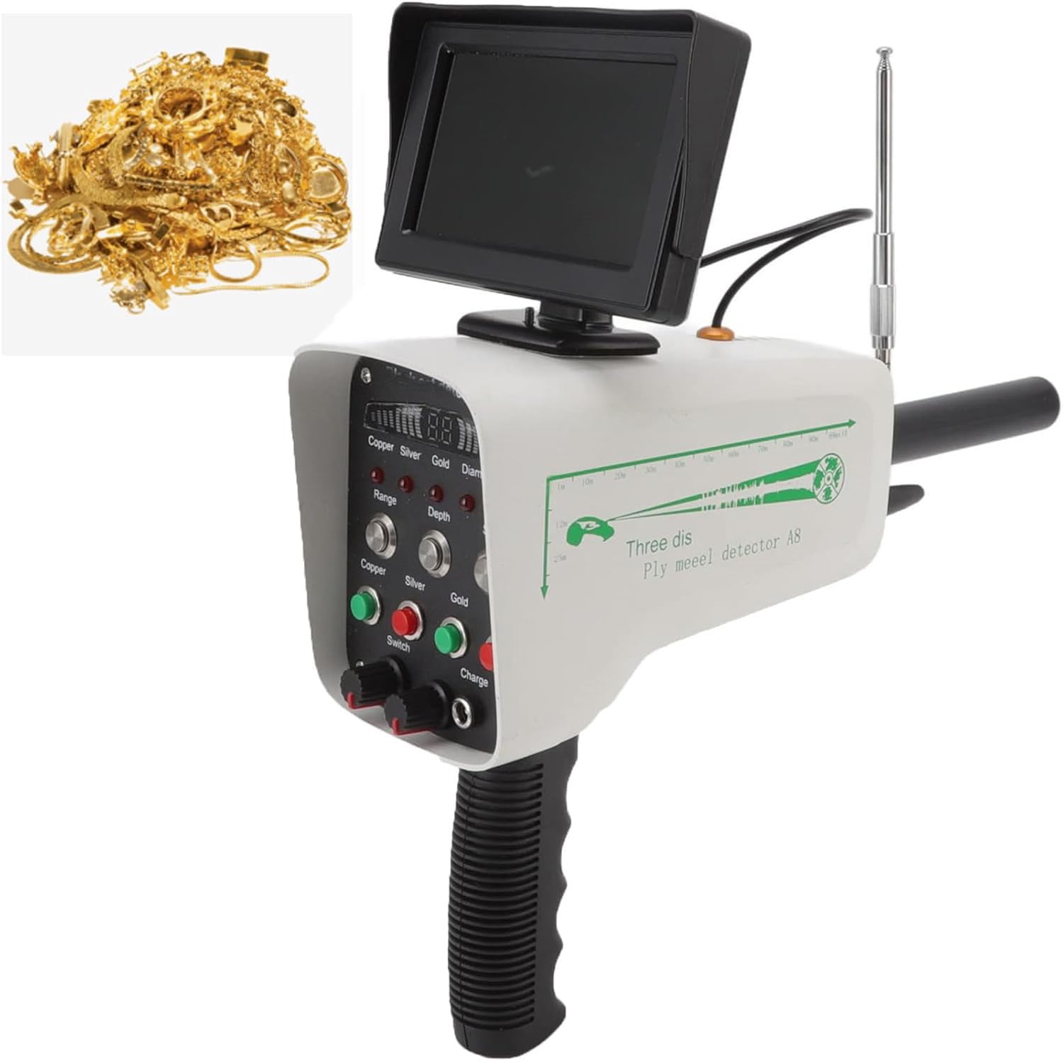 Metal Detector for Gold, Silver, Copper, Diamonds - 1000m Range, 30m Depth - Underground Detection Equipment