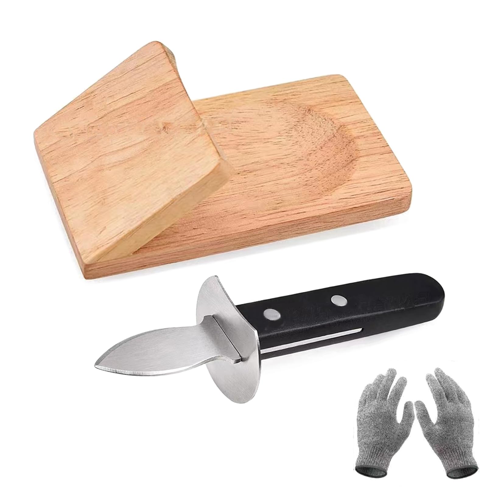 WjwumhaOyster Knife Shucker Set Stainless Steel Oyster Knifes Seafood Opener Tools Gift for Seafood Lovers, Wooden holder
