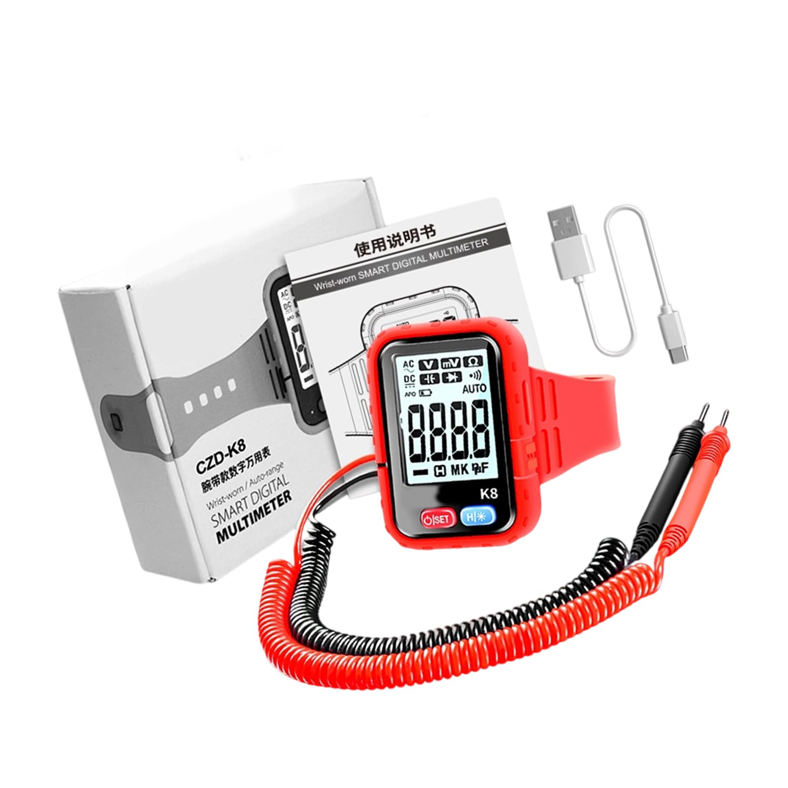 Wristband Digital Multimeter Voltages Current Resistance Testing Device for Household Wiring Checking Auto Ranging Digital Multimeter