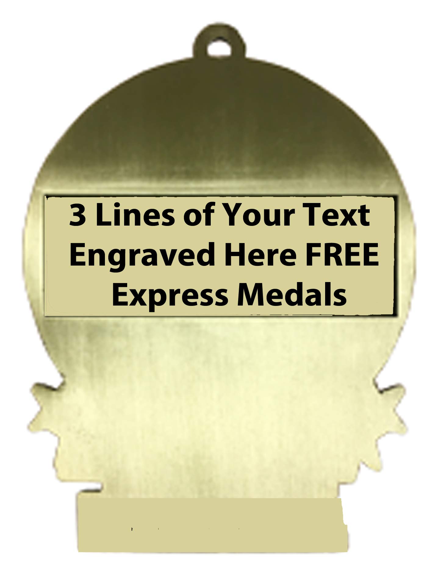 Express Medals Large 3 inch Solid Metal 1st Place Gold Science Fair Medal Trophy Award Laser Engraved Personalized with 3 Lines of Your Custom Text and a Neck Ribbon